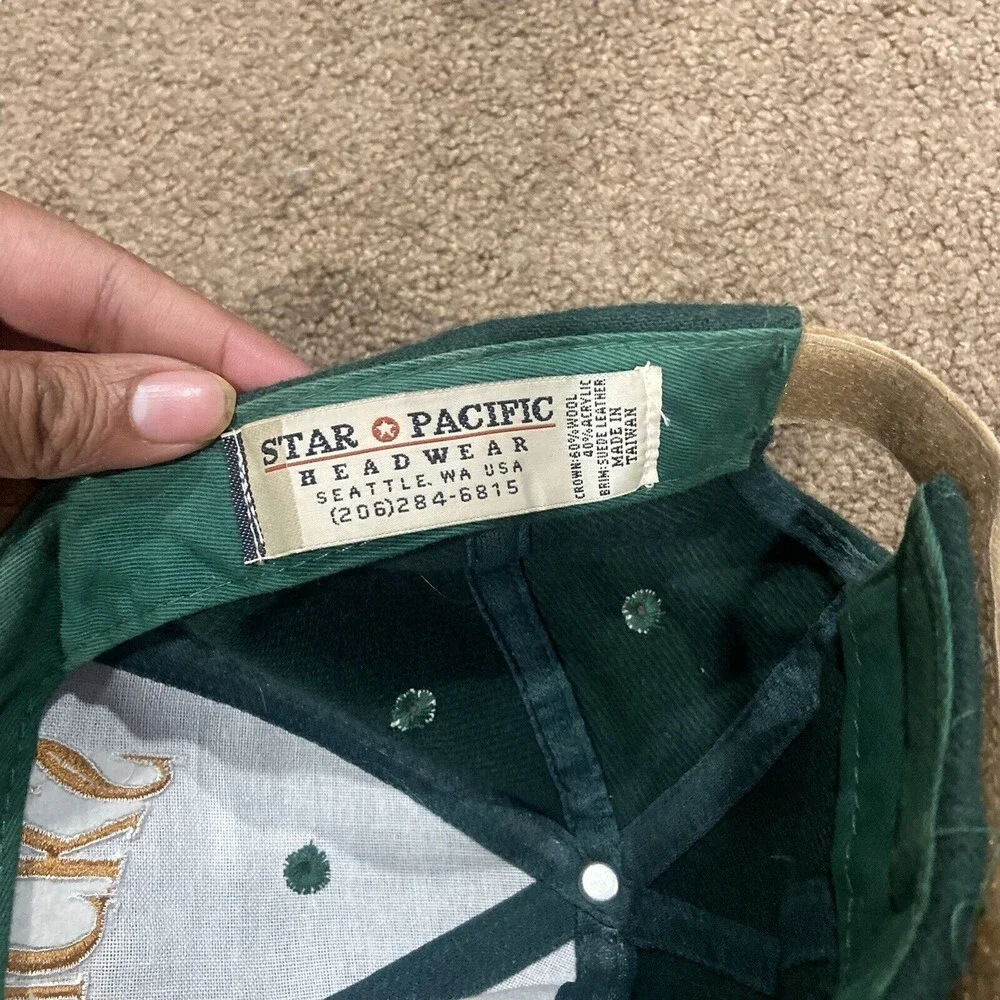 Vintage Starbucks Strap-back Hat Green Wool Made In USA Seattle WA